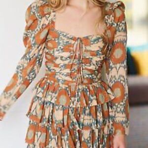 Ulla Johnson Naiya Ruffled Long Sleeve Mini Dress- Size 2